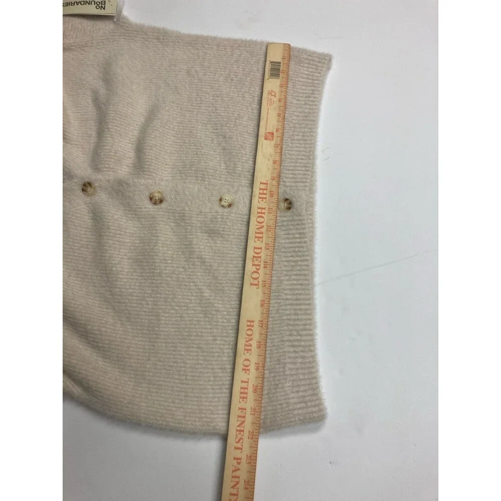 No Boundaries Girls L (12-14) Knit Cardigan Sweater Button Front V-Neck Beige